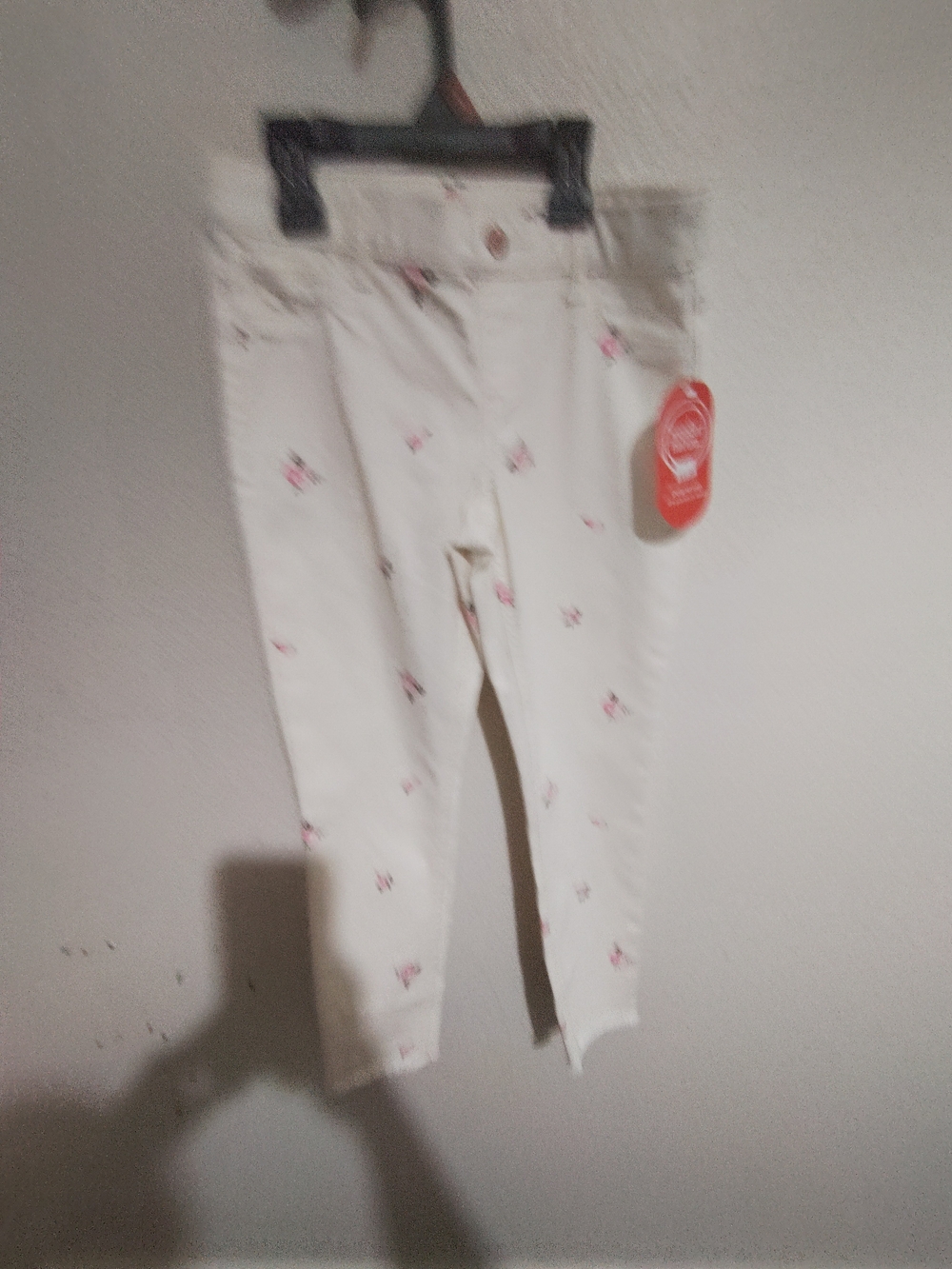 Girls' White Floral Print Pants
